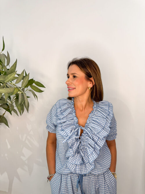 Blusa Vichy Azul Celeste