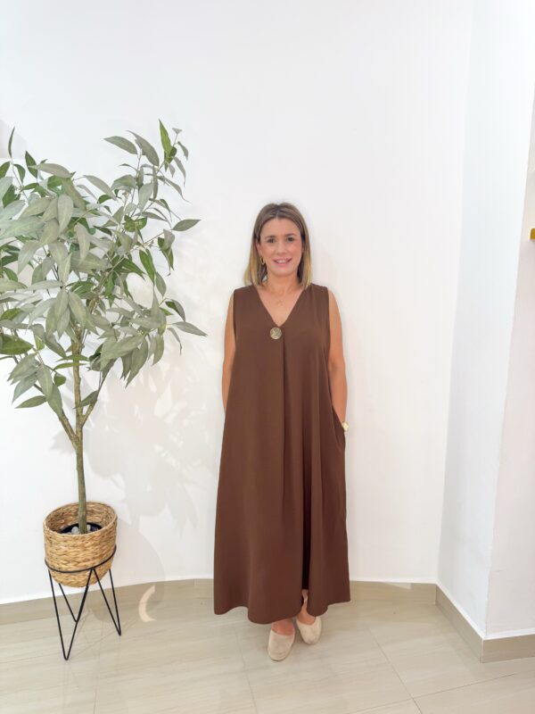 Vestido Botón Chocolate - Imagen 4