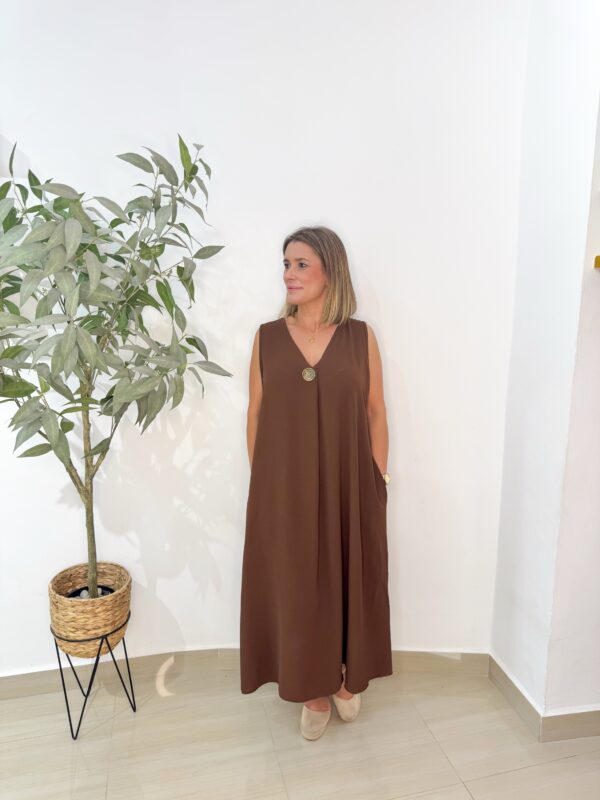 Vestido Botón Chocolate - Imagen 3
