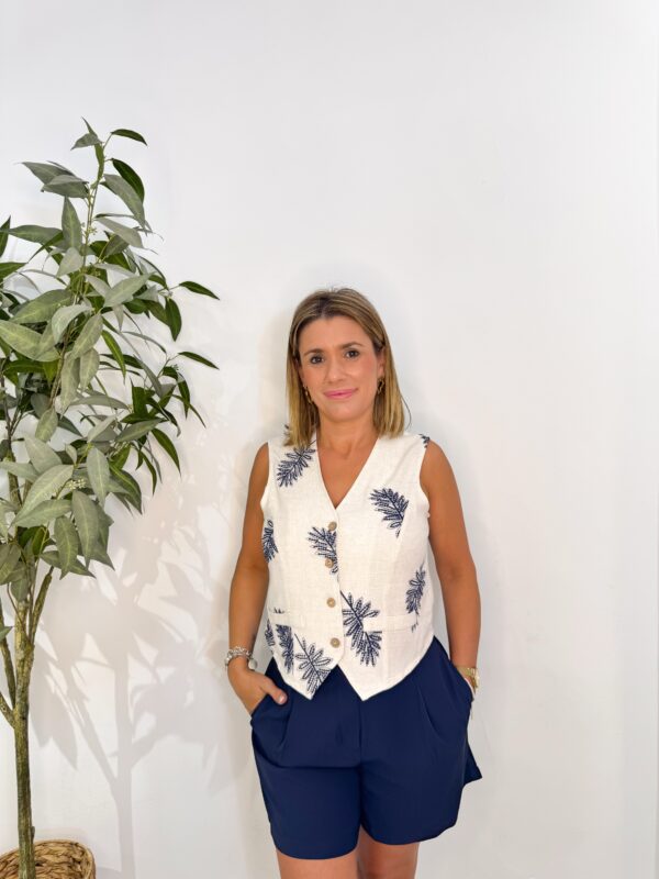 Chaleco Hojas Azul Marino - Imagen 3