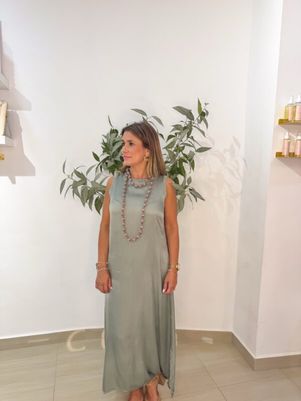 Vestido Satinado Verde - Imagen 4