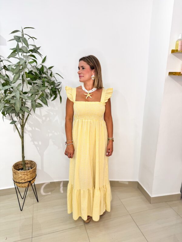 Vestido Carmen Vichy Amarillo - Imagen 3