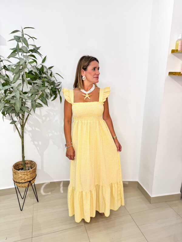 Vestido Carmen Vichy Amarillo
