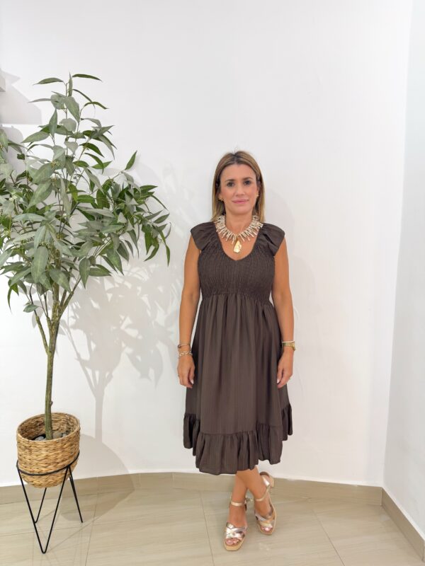 Vestido Elvi Corto Chocolate - Imagen 3