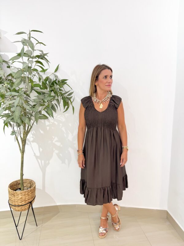 Vestido Elvi Corto Chocolate - Imagen 4