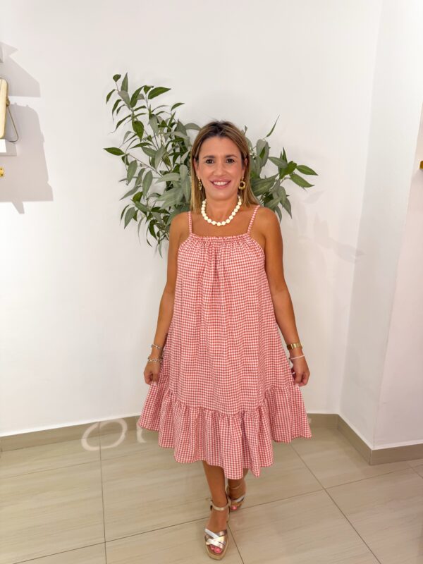 Vestido Vichy Coral