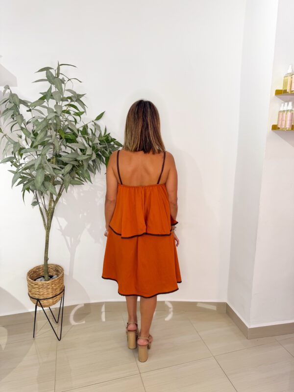 Vestido Corto Volantes Teja - Imagen 3