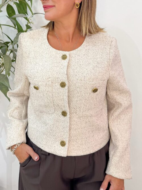 Chaqueta Tweed Beige