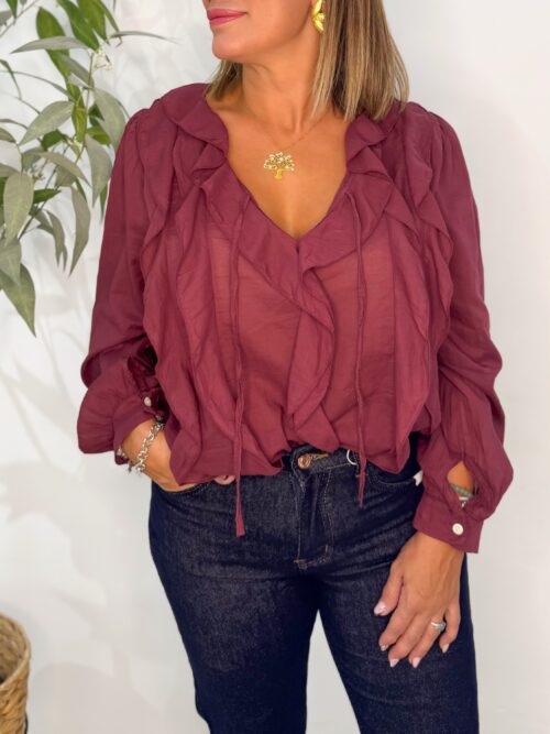 Blusa Romántica Burdeos