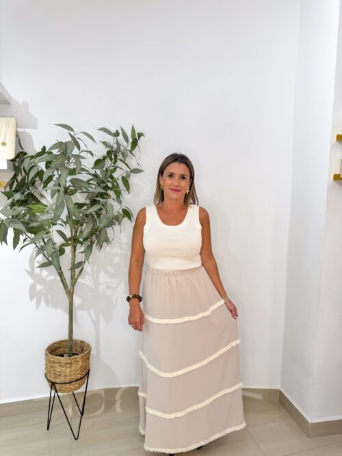 Falda Ondas Beige
