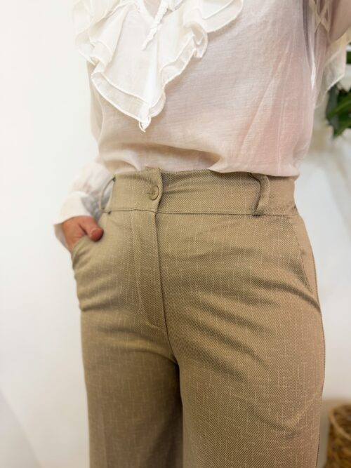 Pantalón Vestir Beige Bajo