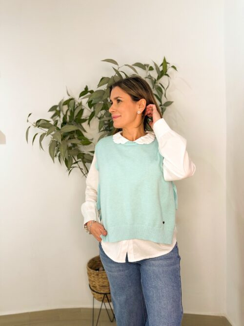 Chaleco Punto Verde Aguamarina