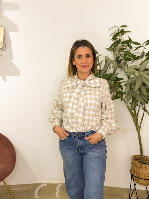 Camisa Vichy Grande Beige