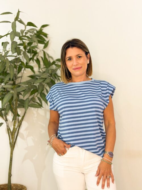 Camiseta Hombreras Rayas Azules