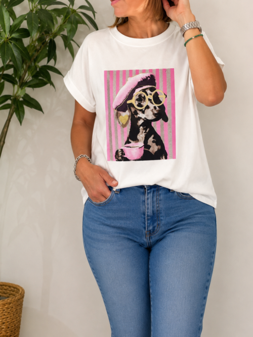 Camiseta Chien Rosa