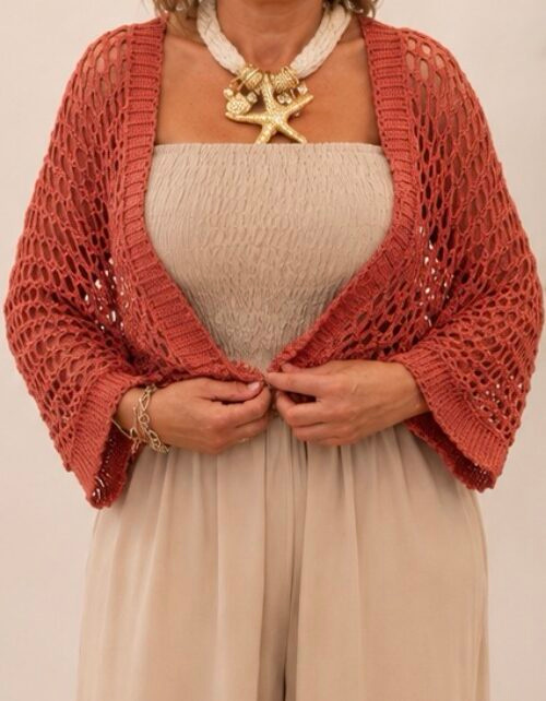 Chaqueta Punto Rejilla Teja