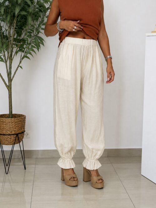 Pantalón Puño Beige