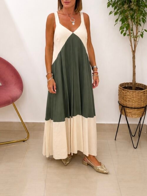 Vestido Bicolor Verde
