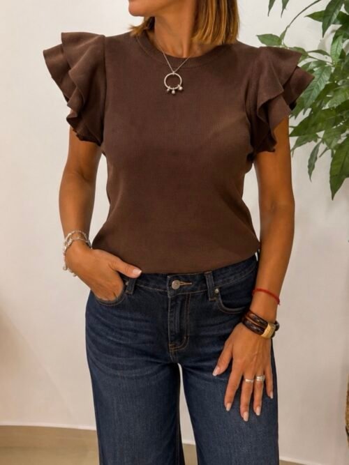 Camiseta Punto Volantes Chocolate