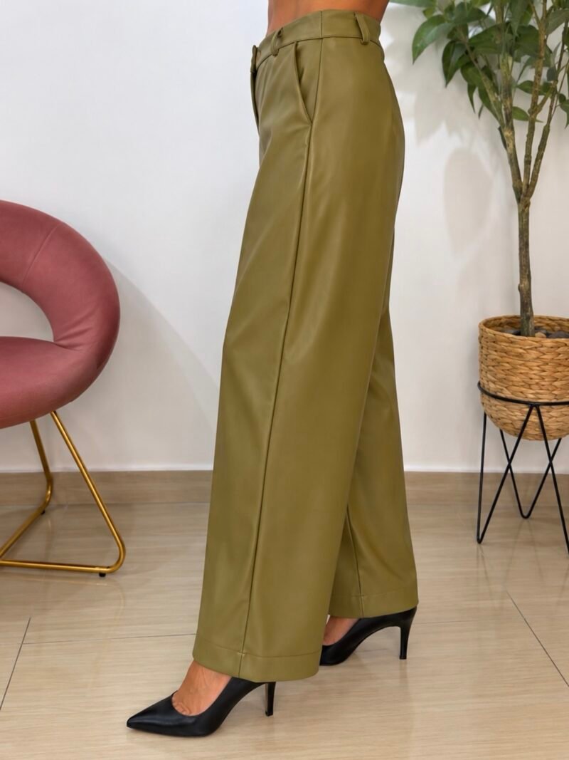 Pantalones Polipiel Verde Pistacho