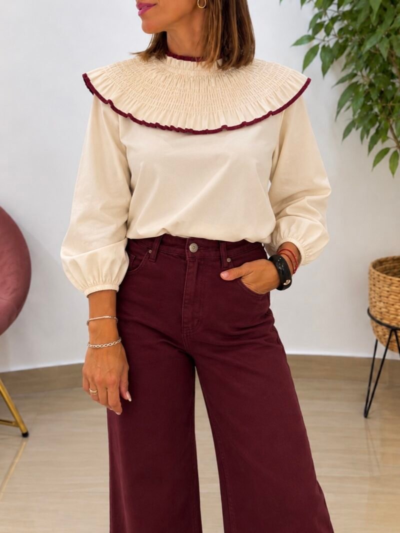 Blusa Daniela Beige/Granate